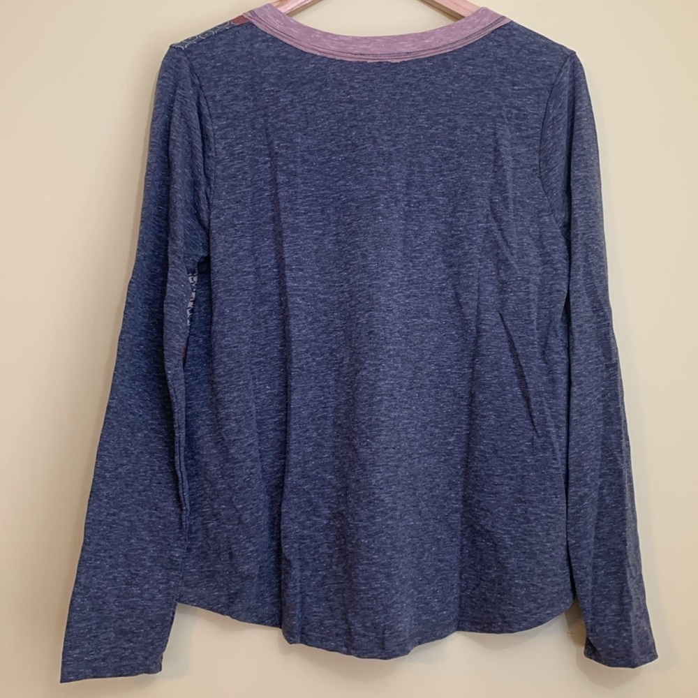 Ces Femme | NIP Charcoal Multi Color Block V-Neck Long Sleeve Top M - Picture 6 of 7